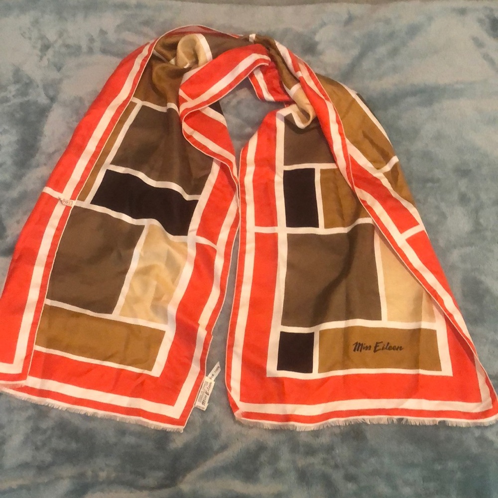 Miss Eileen 100% Silk Geometric Multicolor Scarf